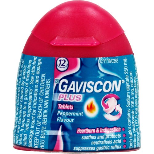 Picture of GAVISCON PLUS PEPPERMINT TABLETS - 8'S