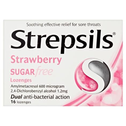 Picture of STREPSILS LOZENGES SUGARFREE STRAWBERRY - 16'S