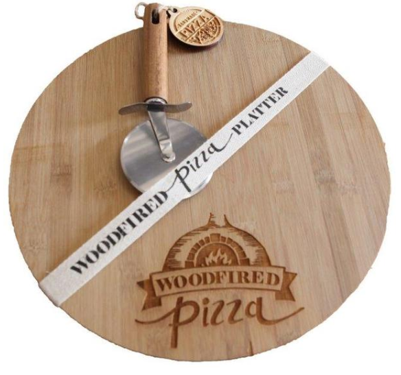 Picture of WOOD PIZZA SERVER WITH CUTTING WEEL