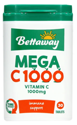 Show details for BETTAWAY MEGA C 1000 TABLETS - 30'S Picture of BETTAWAY MEGA C 1000 TABLETS - 30'S