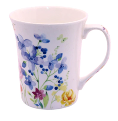Picture of FLORAL WHITE CERAMIC MUG - BLUES 
